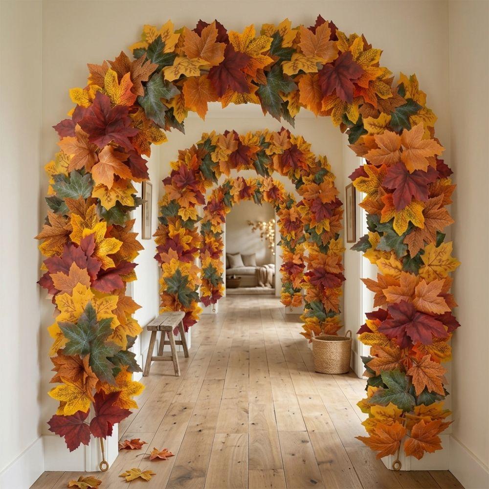 Flexible Artificial Maple Leaf Garland Realistic Fall Simulation Wreath  Wedding Party