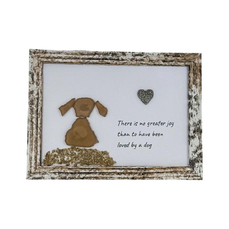 

Handmade Sea Glass Dog with Frame Mini Sea Glass Picture Frame Desktop Decorations Ornament Pet Memorials Gift for Dog