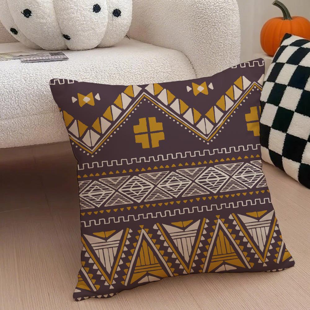 Boho Textile Pattern BBohemian Ethnic Prints Cushion Cover Throw Pillow Cover Hidden Button Durable Polyester Chair Cushion