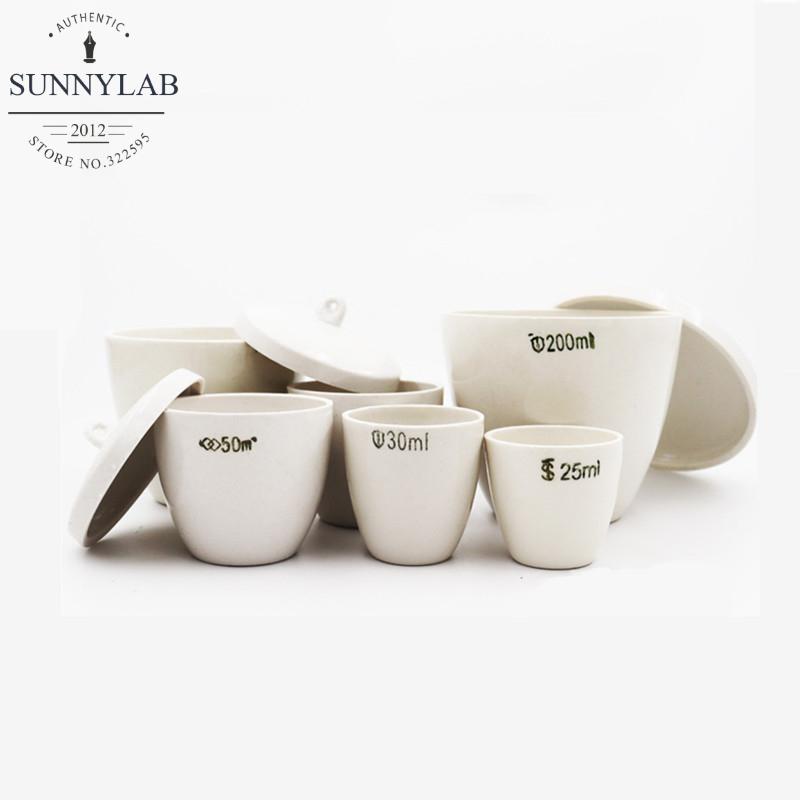 All size available 5ml to 300ml Porcelain crucible lab 1/2/5/10pcs ceramic crucible with lid for school labratory experiment 25ml 5pcs