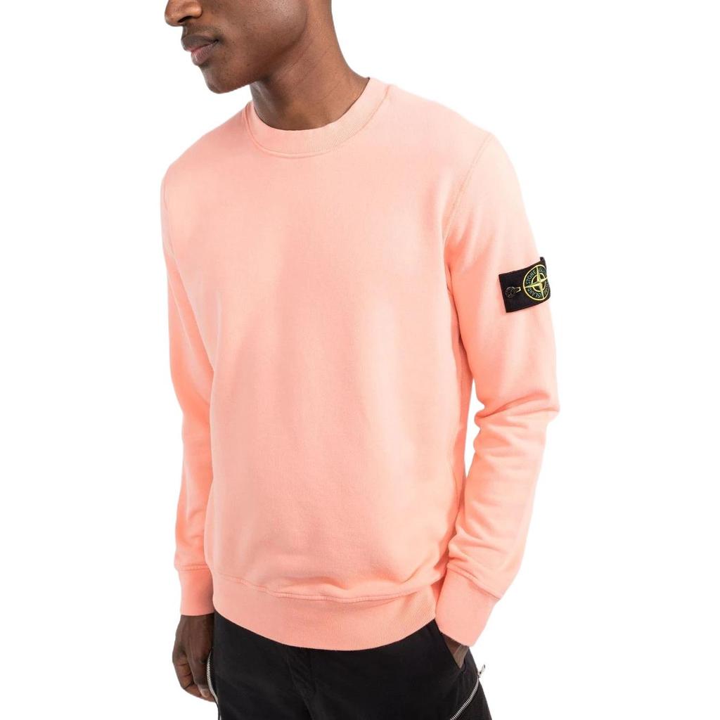 STONE ISLAND FW22 Solid Color Logo Patch Pullover Crewneck Sweatshirt Men Sweatshirt Beige 771563020-V0083