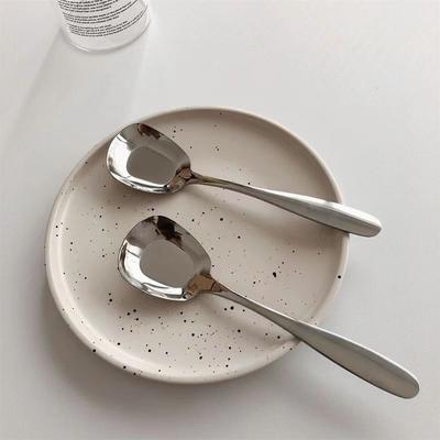 17 cm sriubos šaukštas nerūdijančio plieno didelė galvutė apvalus šaukštas ilga rankena maišymui desertinis šaukštelis namų virtuvės įrankis restorano aksesuaras