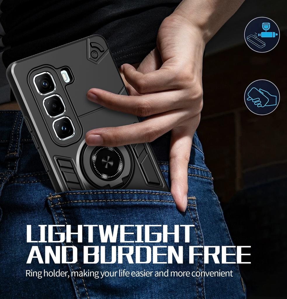 Case For Infinix Hot 50 Pro/Plus + 4G Armor Shockproof Ring Stand Holder Shell Coque Fundas For Infinix Hot 50i