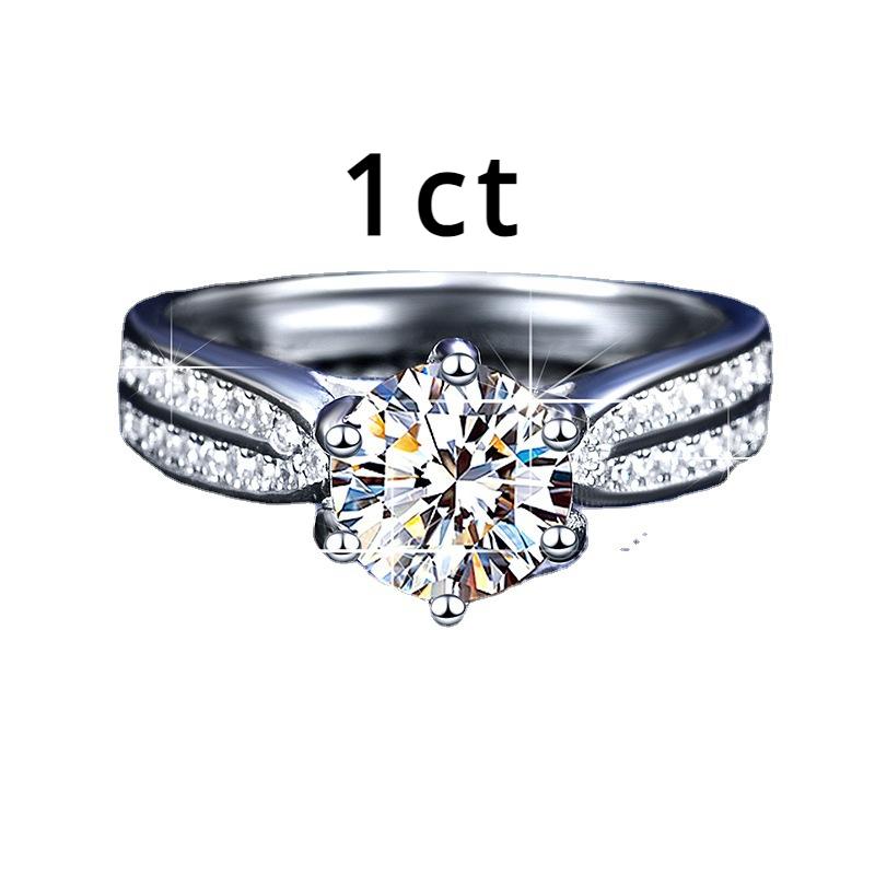 Moissanitring frieri sterling silverring sexklo moissanit diamantring kvinnlig vigselring frieri diamantring gåva till flickvän