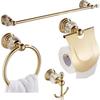 European Style Gold-Plated Crystal Towel Rack - Wall-Mounted, Stainless Steel