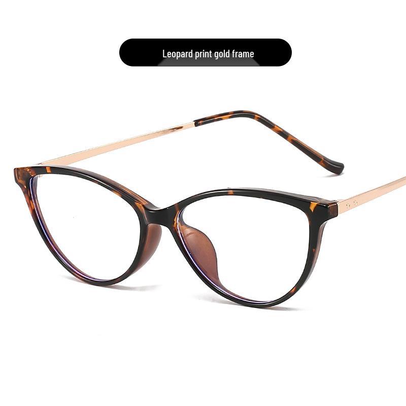 

TR90 Cat-Eye Blue Light Blocking Retro Glasses Frame with Metal Accents for Women, Compatible with Myopia or Plano Lenses