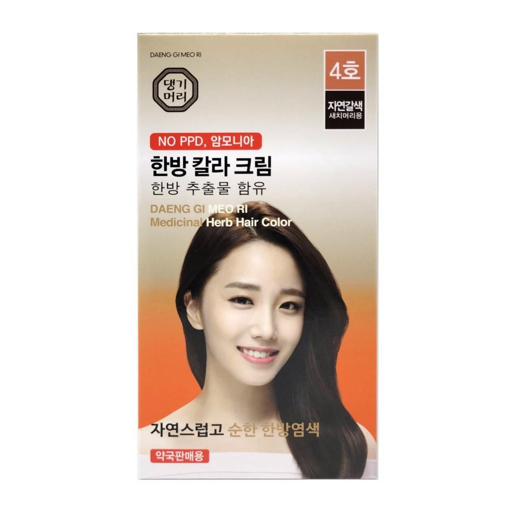 Daenggi Meori Herbal Color Cream Gray Hair Dye No. 4 Natural Brown 1 pcs Herbal Hair Dye
