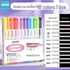 24-Color Glitter Double-Line Outline Pens Set - Fluorescent & Pearlescent Markers for Students, Macaron Series