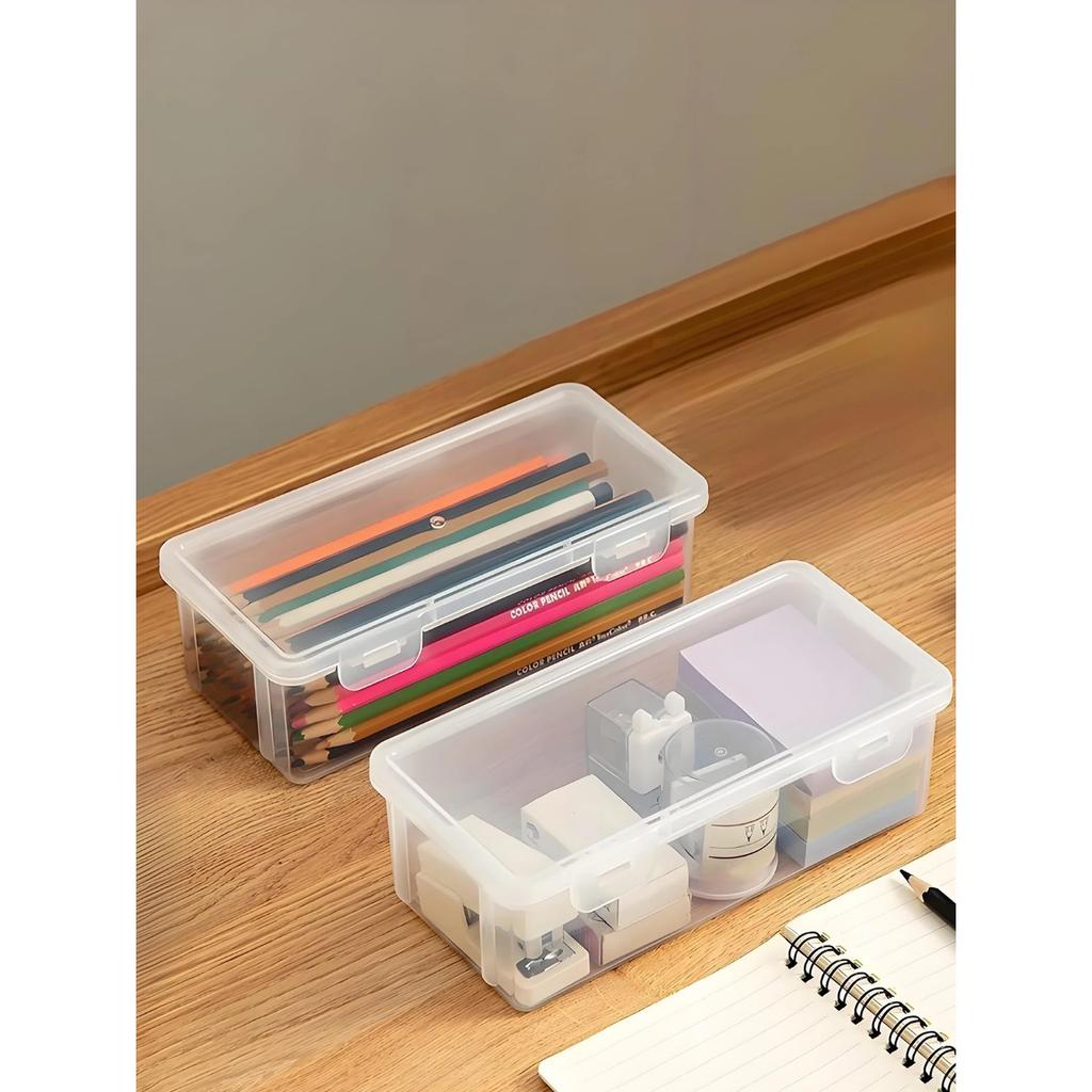 1/2pcs PP Large Capacity Transparent Stationery Storage Box Color Pencil Crayon Stationery Drawer Item Storage Box