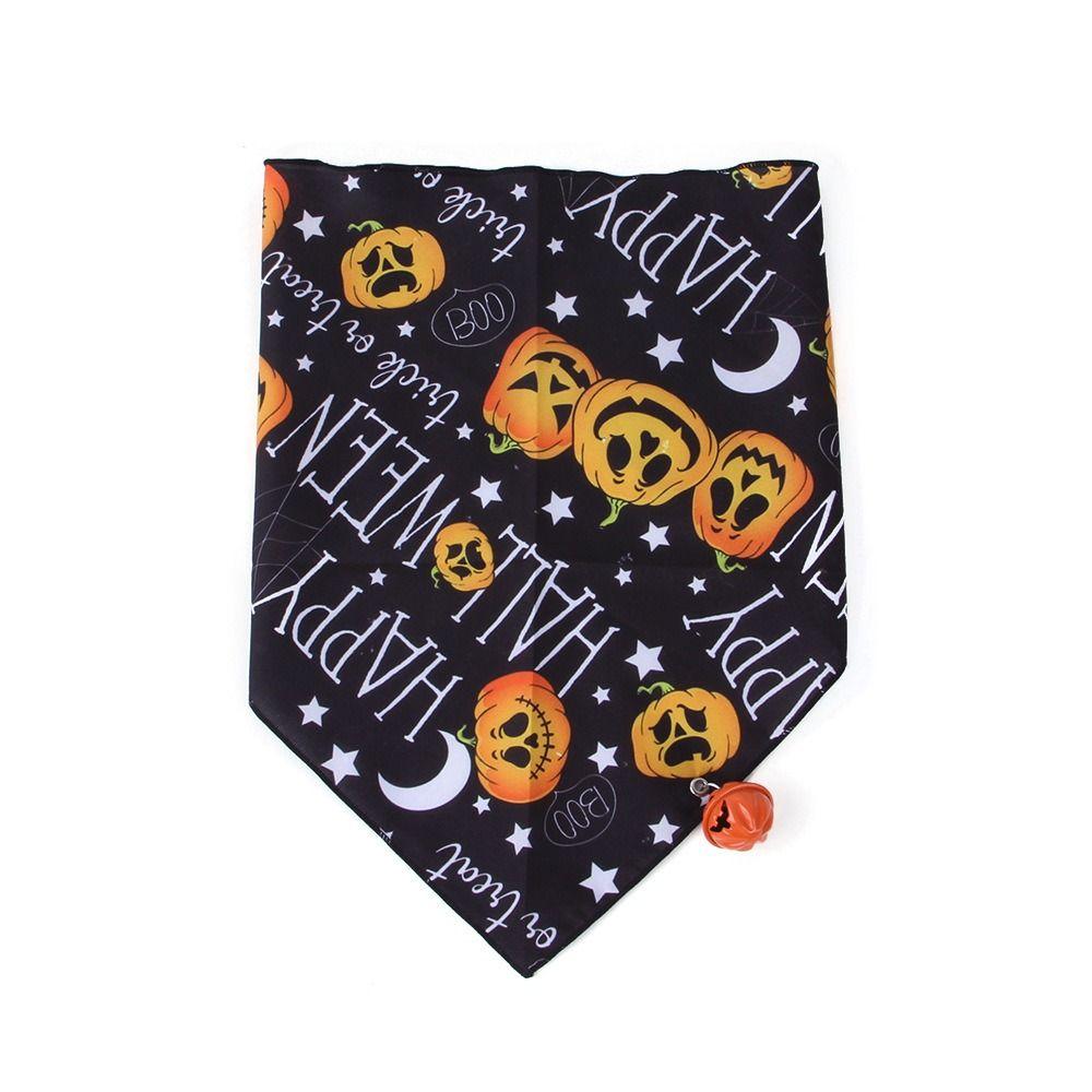 With Bell Halloween Dog Triangle Towel Breathable Pumpkin Dog Bandana  Christmas