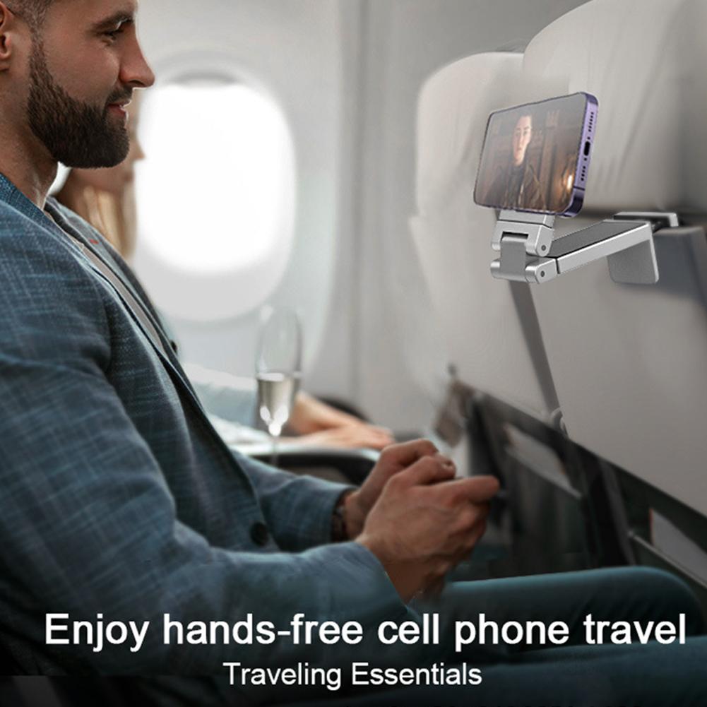 Airplane Phone Holder with 360 Degree Rotation Magnetic Phone Mount Adjustable Foldable for Long Flight Flying