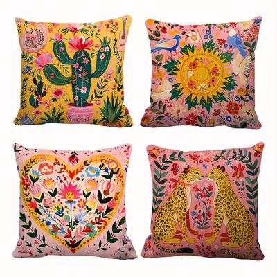Colorful Floral and Animal-Print Decorative Pillow Covers for Stylish Home Accents Sofa Cushion Cover Home Room Decoration
