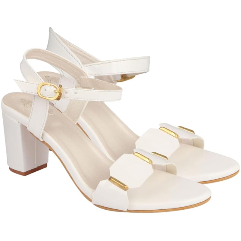 Shoetopia Girls Girls-Heel-175 White Heeled Sandal - 7 Uk (Girls-Heel-175-White)