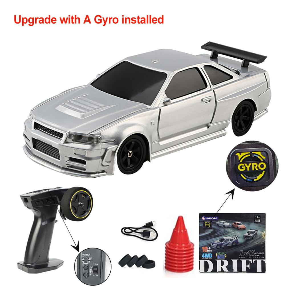 1/43 Upgrade RC Car Mini Racing Cars with Gyro 2.4G Remote Control Drift 4WD Off-road High-Speed Motor Vehicle Model Toys