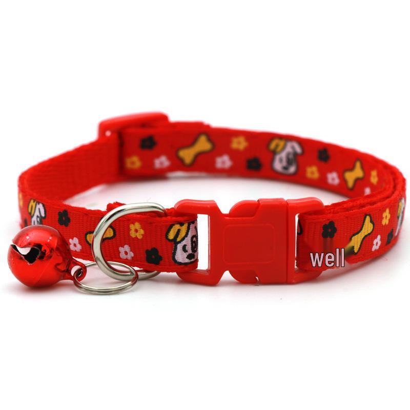 Bone & Flower Dog Collar with Bell for Pets