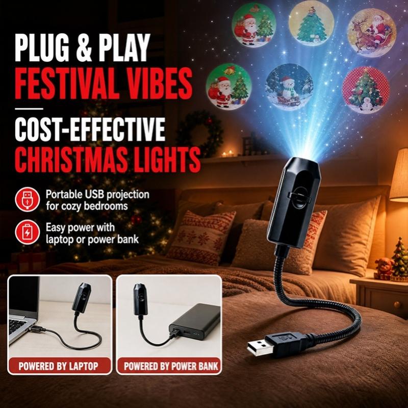 USB Operated Portable Projector Light Christmas Halloween Patterns for Bedroom Home Holiday Decoration