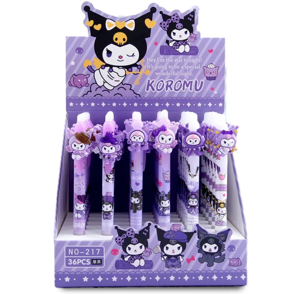 Pcs/Lot 6/36 Kuromi Erasable Gel Pen Cute 0.5Mm Blue Ink Neutral Pens Promotional Gift Office School Supplie For Kids Adults Children's Birthday Gift