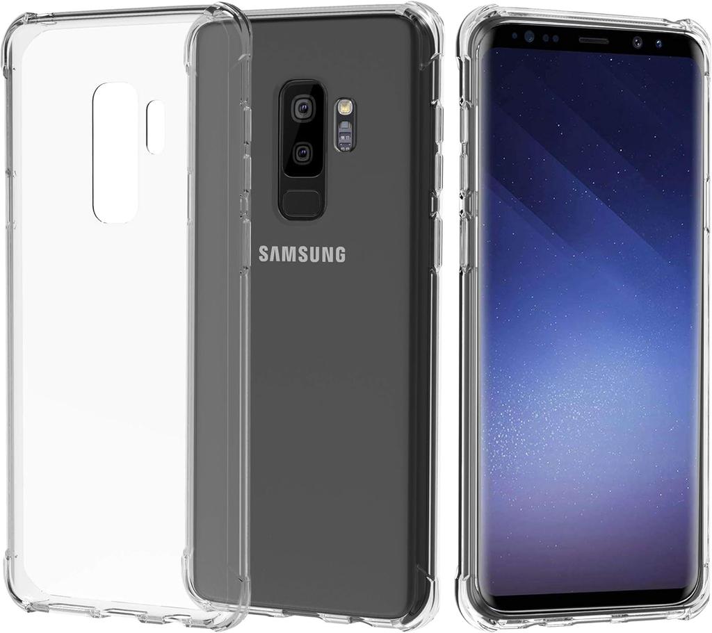 Back Case with Overlay for Samsung Galaxy S9 Plus, Transparent + Glass