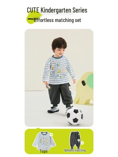 Kaka Panda Kids' Long-Sleeve Base Layer T-Shirt - Spring/Fall Trendy Wear