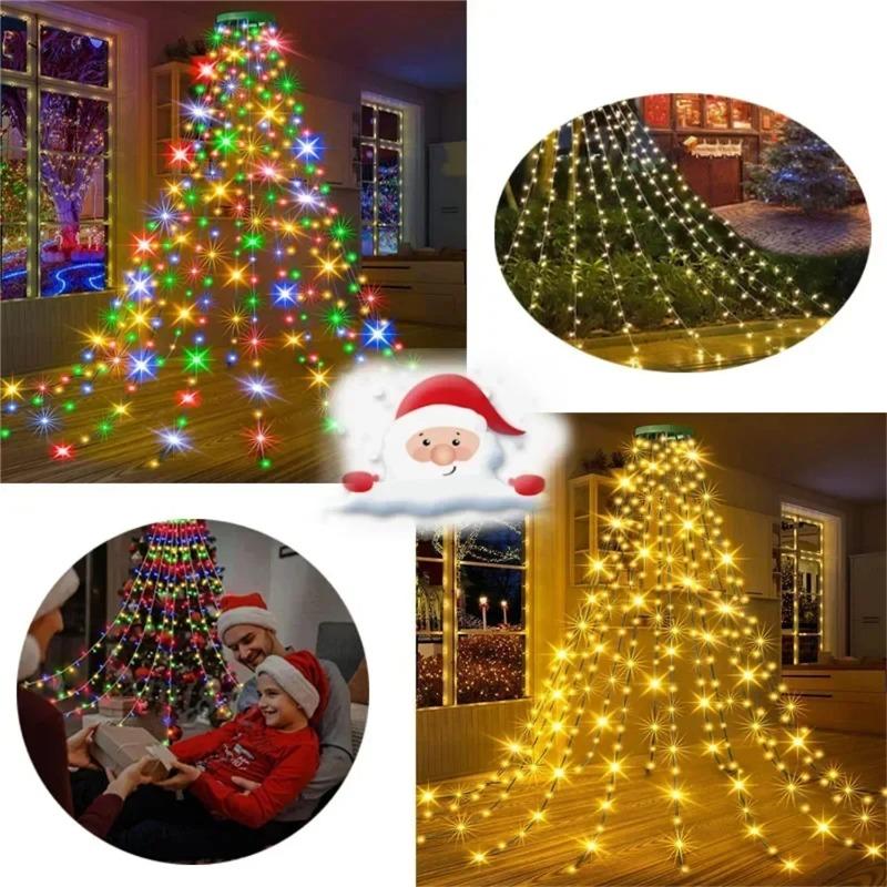 280/400L LED String Light Christmas Tree Waterfall Warm White & Colorful String Lights For Home Party Christmas Holiday Ambient Indoor Lights Decor