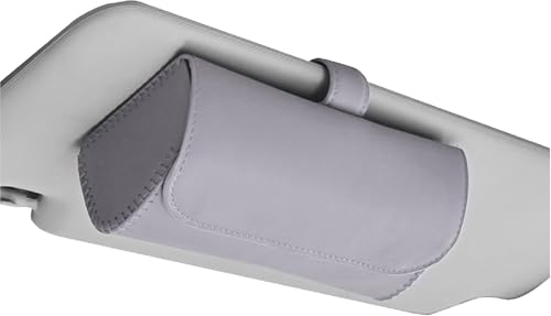 

[TIMYU] Автомобильный держатель для очков, горизонтальный футляр для очков, держатель для солнцезащитных очков, искусственная кожа, сшитый вручную мастерами (Серый)