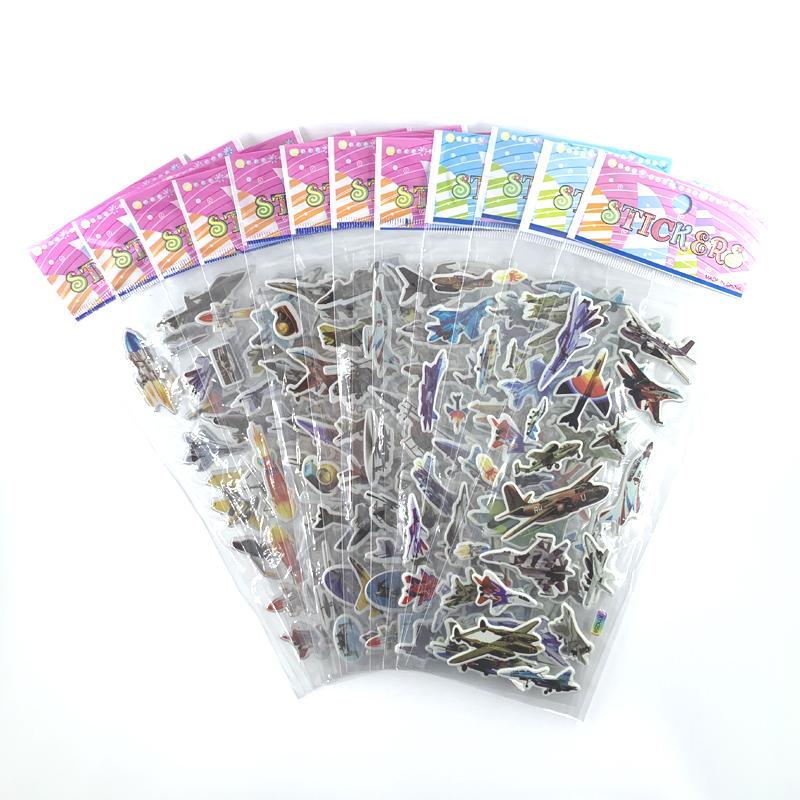 12 Sheets/Set Engineering Vehicle Stickers for Children's 3D Cars Trucks Bubble Sticker DIY Toys Kids Gift