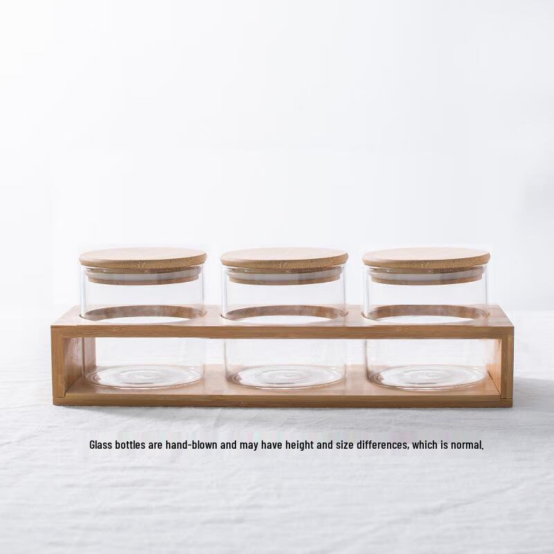 High Borosilicate Glass Jars with Bamboo Rack