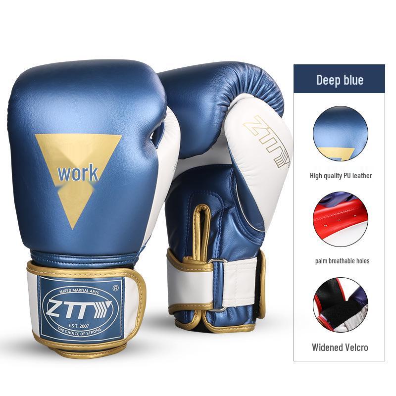 

Боксерские перчатки ZTTY из блестящей искусственной кожи PU для взрослых и детей - Толстая подкладка для тренировок и соревнований, защита рук 16oz
