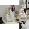 Style Lace Sweet Blossom Canvas Tote Bag Large Capacity For Outings Daily