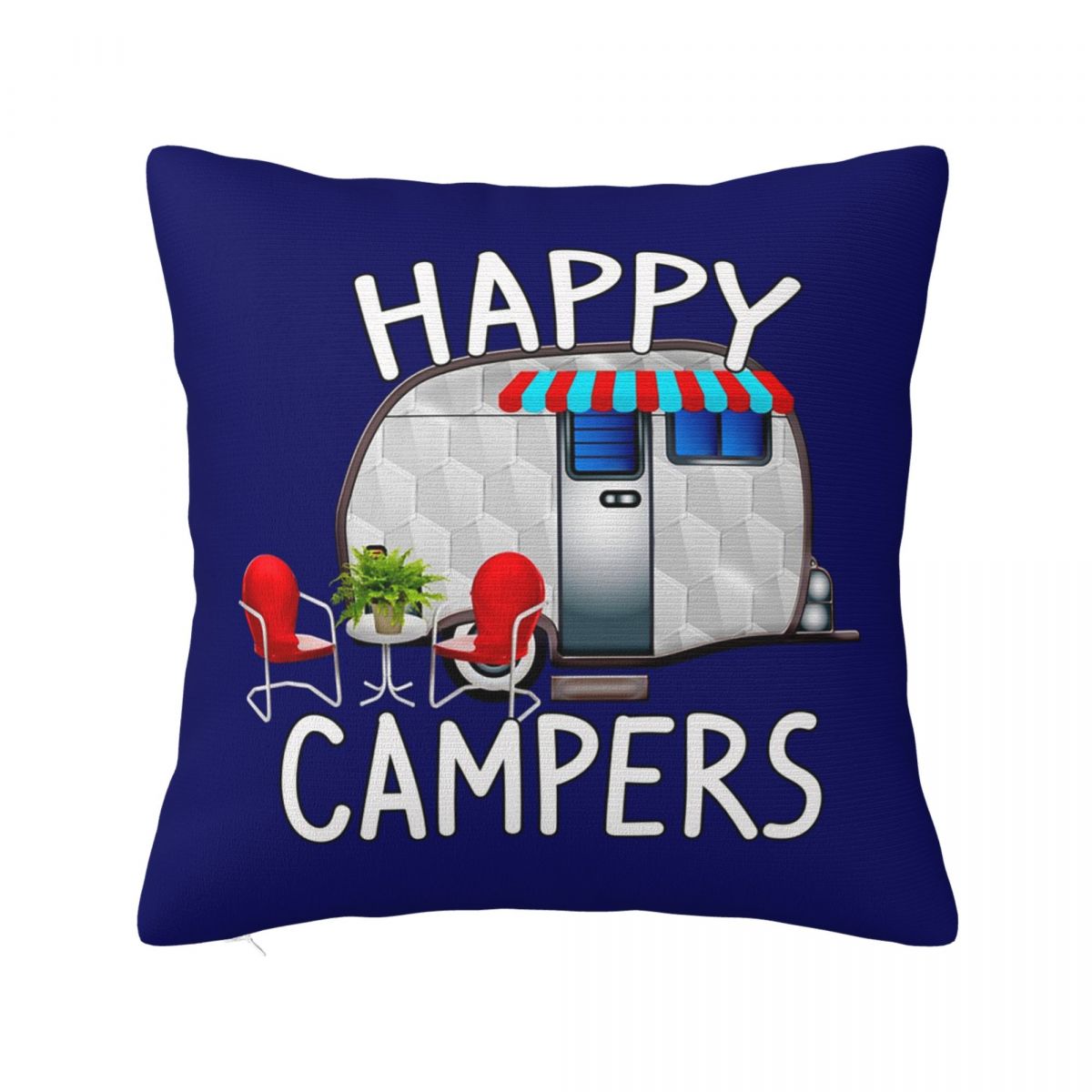 Happy Campers Car Square Pillowcase Cushion Cover Pillow Case Throw Pillow Cover for Home Sofa Living Room 30cm x 30cm