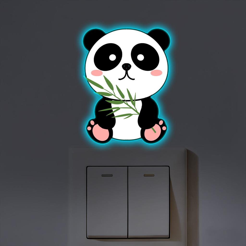 Night Light Cartoon Panda Bedroom Living Room Bathroom Switch Decoration Sticker