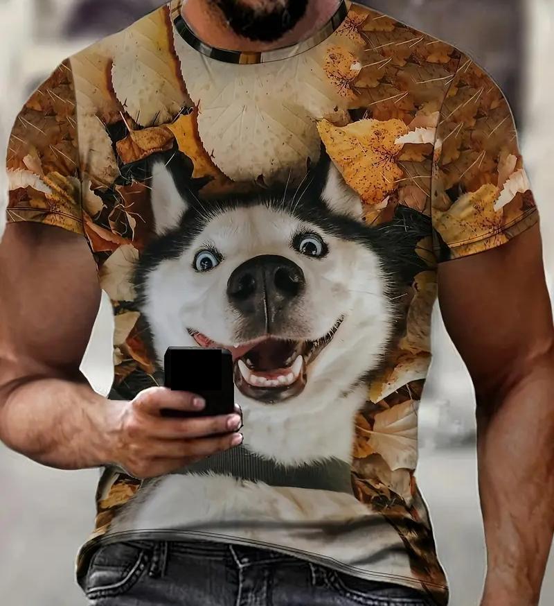 XXS-6XL Plus Size Men's Print T-Shirt Casual Short Sleeve Tops Tees Round Neck T-shirts For Men Funny Animal Dog Graphic T Shirt