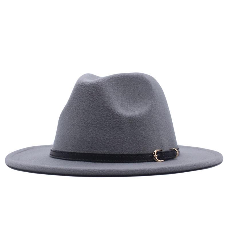European and American style spring and autumn winter imitation felt big brim hat British retro woolen top hat men's and women's travel Panama jazz hat