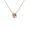 [Titanium Steel Rose Gold Roman Text Pendant Choker Necklace for Women Vintage Three Circle Design