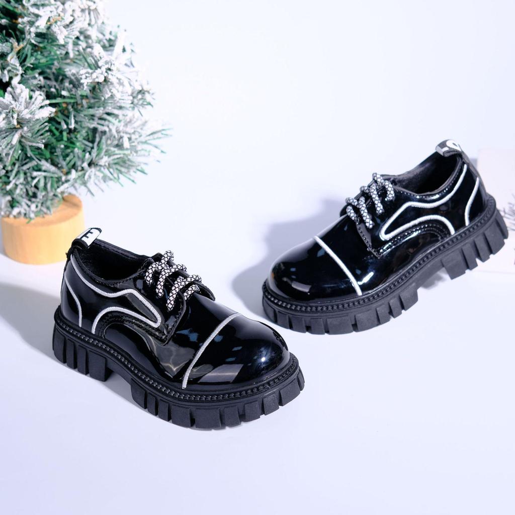 Children's 2025 Thick-Soled British-Style Leather Slip-On School Shoes