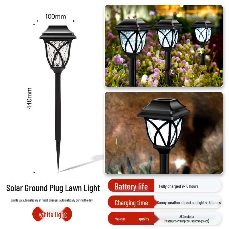 Meng Pao Solar Powered Outdoor Lawn Lights (2-Pack, White Light)