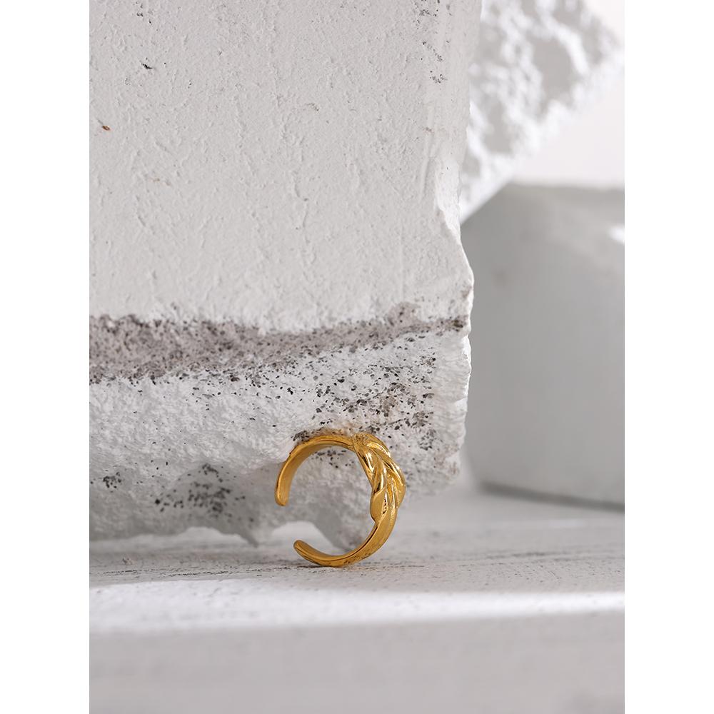 Yhpup Edelstahl Krawattenöffnungsring für Damen Hochwertiges Metall Goldfarben 18 K Damen Trendiger Ring Schmuck Anillos Mujer Geschenk
