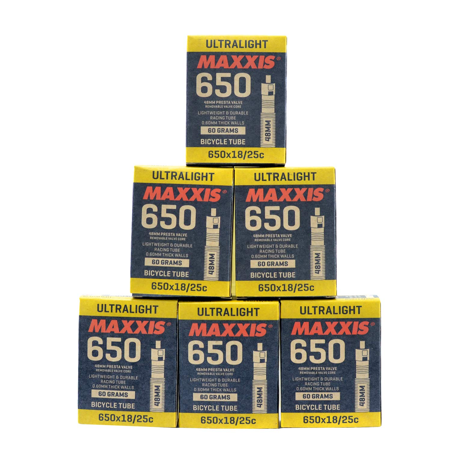 

MAXXIS Сверхлегкая 650x18-25C 48 мм Велосипедная камера Presta FV, 6 штук, STB2289-6
