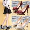 French High Heels Women's 2025 Autumn New Versatile Stiletto Temperament Pointed Bow Single Shoes Bridesmaid Wedding Shoes