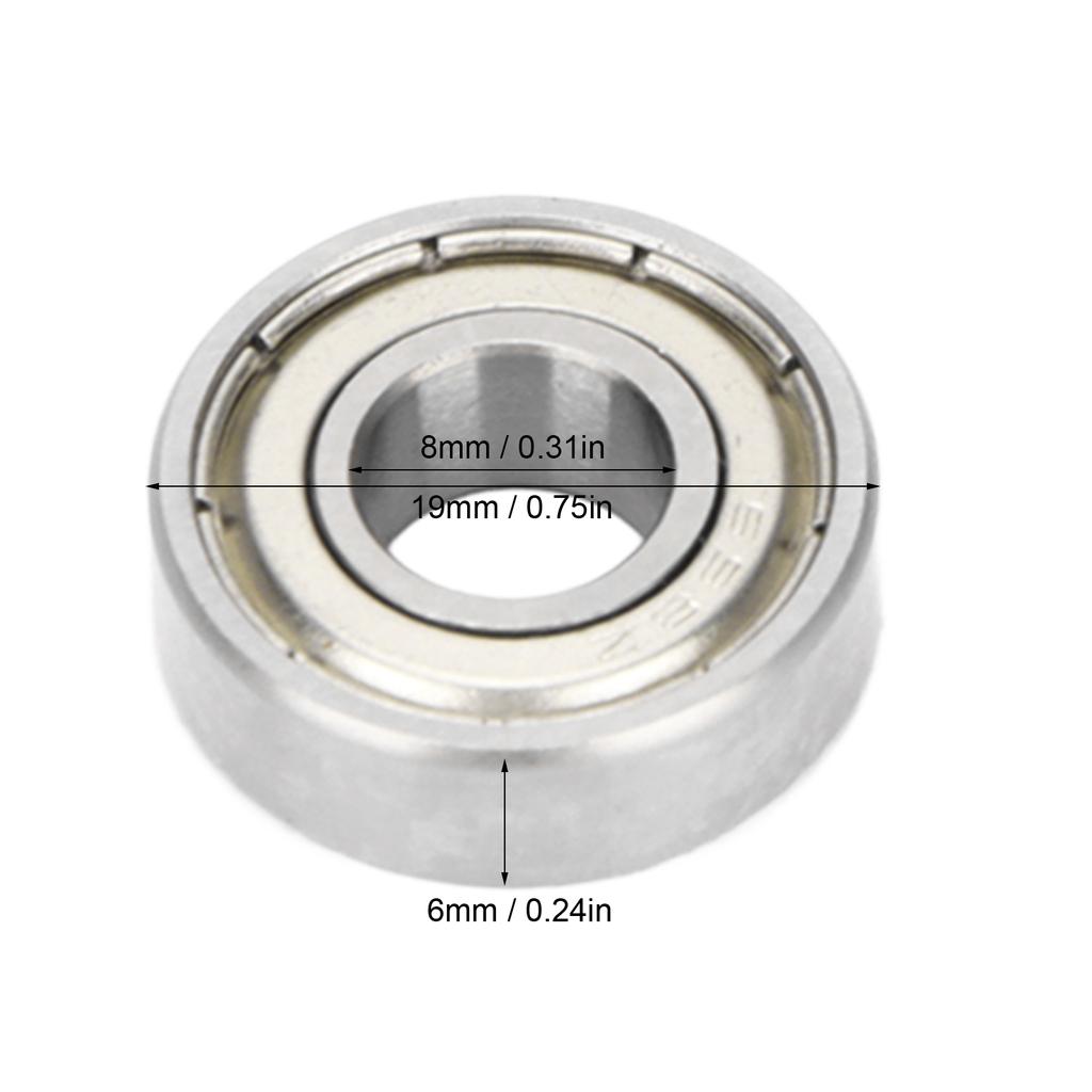       Bearing 698  8mm x 19mm x 6mm, Double Sealed, High Speed, with Dust   on Both Sides for Micromotors and Industrial Equipment