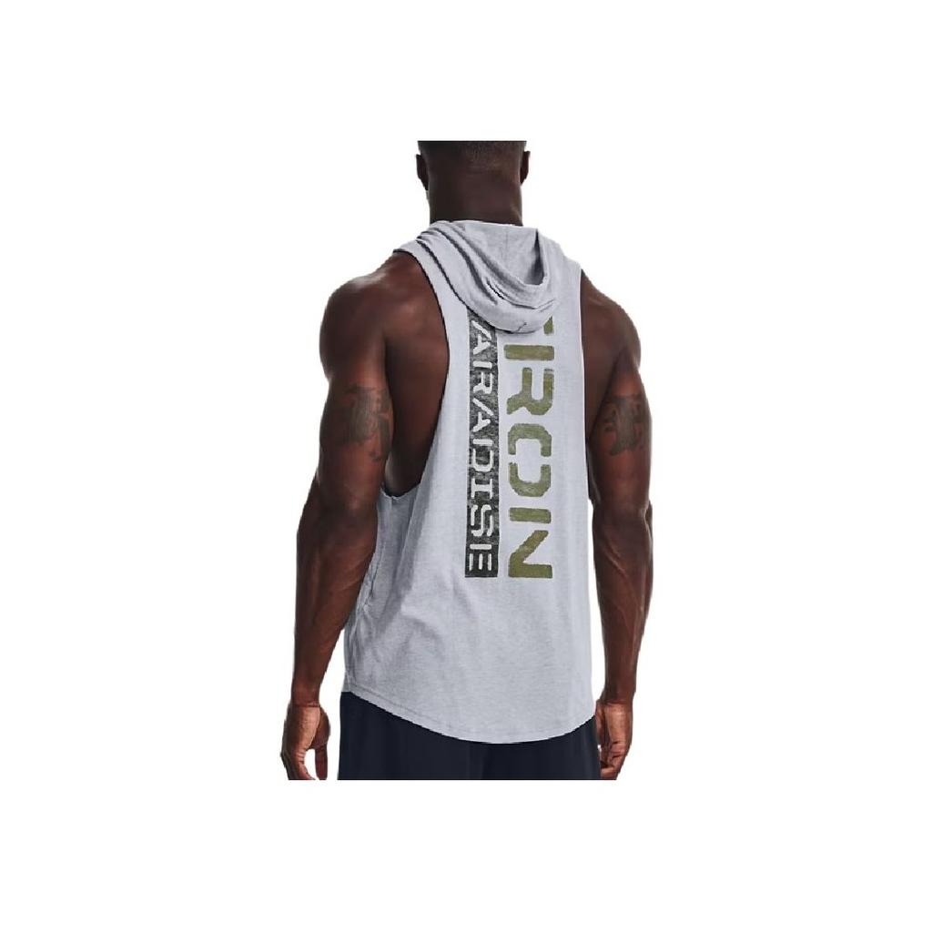 Under Armour Letter Print Hooded Training Sleeveless Vest Men Vests Gray 1370493-035