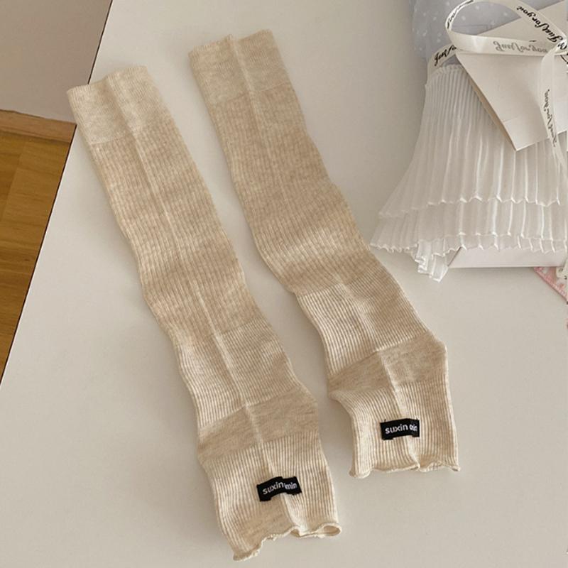 Knitted Cotton Leg Warmers Women Knee Half-length Long Socks Soft Breathable Plush Lolita Harajuku Schoolgirl Comfort Calf Socks