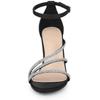 Allegra K Women's Open-Toe Rhinestone Strap Stiletto Heel Sandals, Black, Size 24
