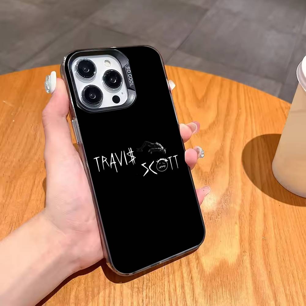 

T-Travis S-Scott Phone Case For iPhone17 16 15 14 13 12 Pro Max Grey Black Matte Laser Metallic Aurora Funda iPhone15