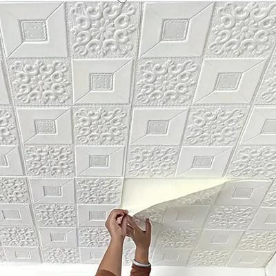 10pcs Foam 3D Foam Stickers Self-adhesive Ceiling Decorative Panels Waterproof Wallpaper Living Room Bedroom Home Decoration