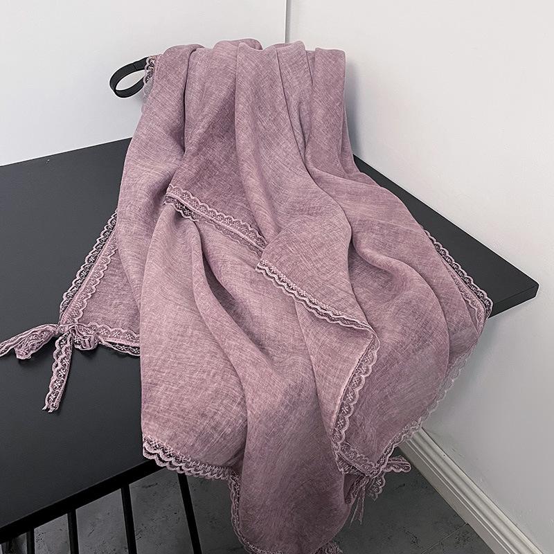 Eșarfă Subțire de Modă High-end Nouă de Primăvară și Vară Design Trendy Nișă Eșarfă cu Fundă din Dantelă