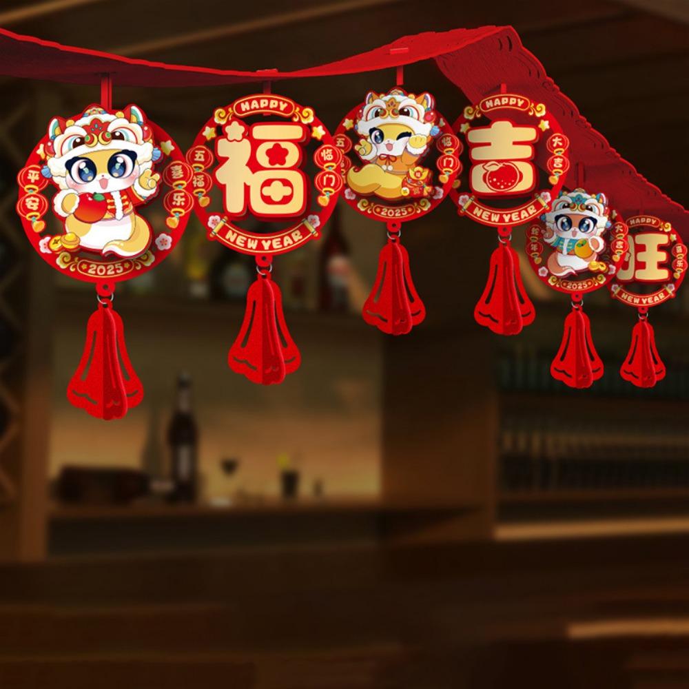 Cartoon Spring Festival Banner Garland Hanging Lunar Year Ornaments  For Home Shopping Mail
