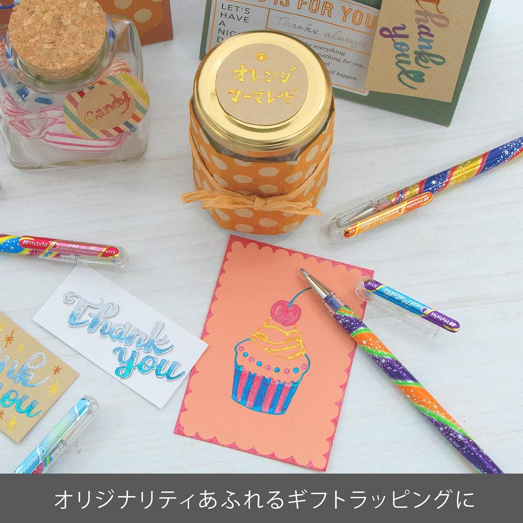 Pentel Color Ballpoint Hybrid Dual Shiny and 5 Pen, Metallic, Powerful, Colors, K110WR-5STA