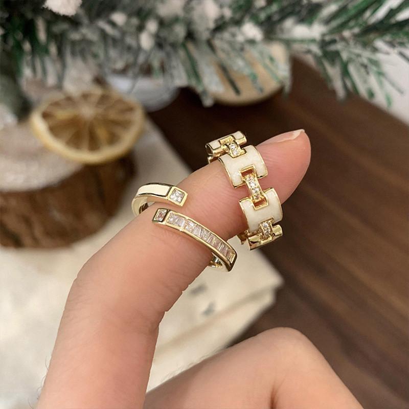 Unique Style Geometric Adjustable Open Ring For Women In Fashionable Copper Design 2023 For