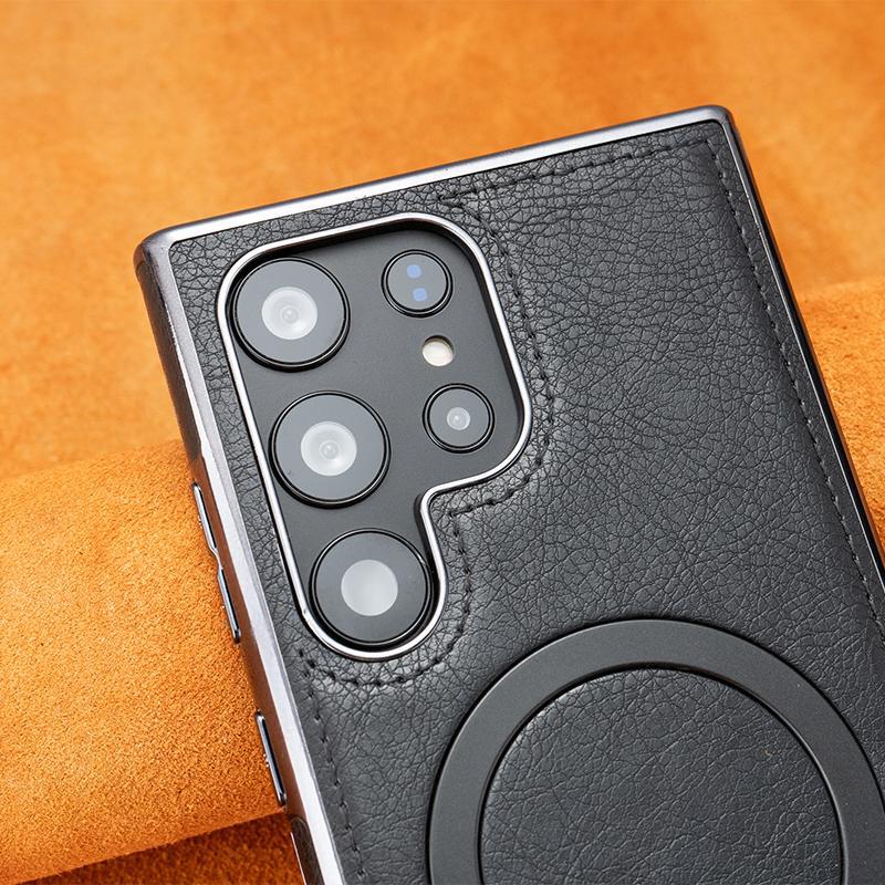 Suitable for Samsung S24ultra Mobile Phone Case Light Luxury 23+ Full-inclusive Magnetic Suction Anti-fall 23 Ultra Stand Business Leather Case